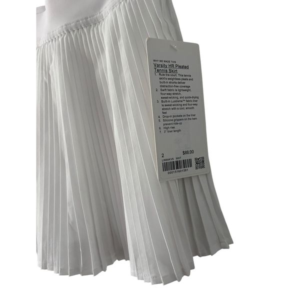 Lululemon High-Rise Pleated Tennis Skirt White Size 2  NWT - Picture 5 of 7